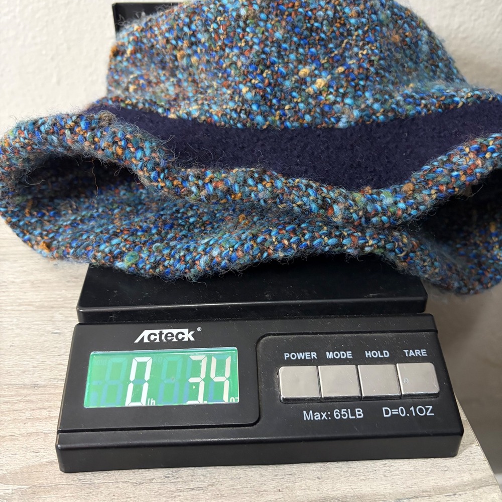Favorite Modell Vintage Wool Tweed Bucket Hat Navy Blue Multi Color Cloche - Picture 5 of 5